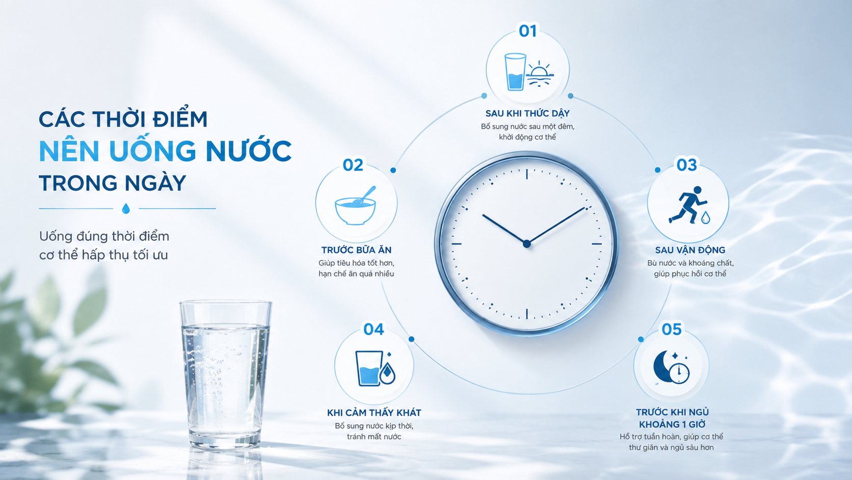 Những thời điểm nên uống nước.